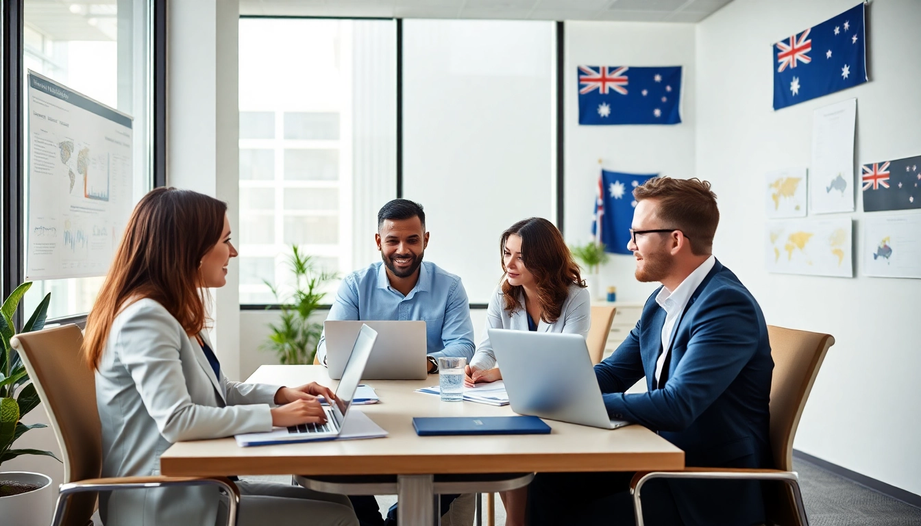 Migration agents in Brisbane providing professional consultation in a modern office.