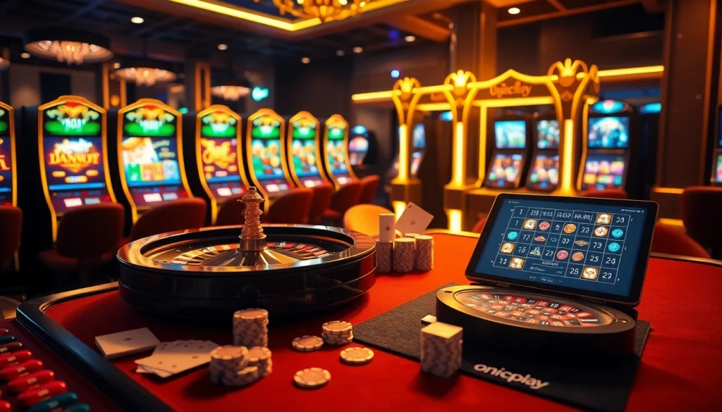 Experience the thrill of onicplay at a luxurious casino table with cards and chips.