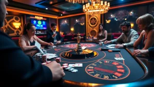 Experience the thrill of RR88 gaming at an elegant casino table filled with excitement.