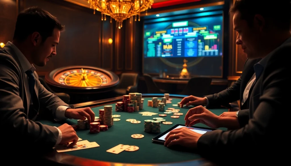 Players analyze strategies at a luxury poker table reflecting the hidden wiki current status in online gambling.